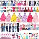 Barwa 59 Pcs Doll Accessories - 12 Fashion Dresses 3 Party Gowns 4 Outfits 3 Swimsuits Bikini with 37 Accessories for 11.5 Inch Dolls
