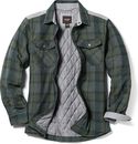 CQR Men's All Cotton Quilted Lined Shirt Jacket, Soft Brushed Flannel Outdoor Sh