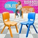 RUDRAMS Primary Kids Chair for 4 to 10 Years || Strong Plastic Chair for Kids || Primary School Kids Chair || Chairs for Kids Sustain Upto 150 kg (2, Orange & Blue)