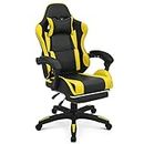 MoNiBloom Gaming Chair Office Chair Leather High Back Computer Chair with Headrest and Lumbar Support 360° Swivel Ergonomic Footrest Adjustable Gamer Chair for Adult Teen Home Office Using, Yellow