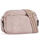 BOSTANTEN Crossbody Bags for Women Vegan Leather Quilted Purses Small Shoulder Bag Ladies Handbags with Wide Strap Pink