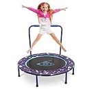 38'' Kids Trampoline with Foldable Bungee Rebounder and Safety Padded Cover Mini Trampoline for Indoor and Outdoor use (blue)
