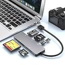 USB 3.0 Kartenleser, 6 in 1 SD/TF/CF/MS/XD/Micro SD Speicherkartenleser mit USB 3.0 (5 Gbit/s) Super Speed Aluminium XD Picture Card Adapter, kompatibel mit Windows/Linux/Mac OS/Vista