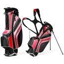 Golf Stand Cart Bag Club Carry Organizer Pockets Storage with 6 Way Divider Red