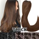 DICK Doppelt Tressen Clip In 100% 8A Echthaar Extensions Human Hair Volle Kopf 