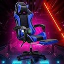 Furb Gaming Chair Two Point Massage Lumbar Ergonomic Executive Chair Racing Chair Recliner with Footrest and Headrest, SGS Listed Gas-Lift,180KG Capacity-Blue