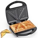 Snailar ABS07 Sandwich Maker with Triangle Plates, 2 Slice Non-Stick Grilled Cheese Maker, Indicator Lights, Cool Touch Handle, Easy to Clean and Store, 750 W, Black
