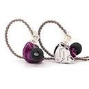 Linsoul KZ ZS10 Pro, 4BA+1DD 5 Driver in Ear Monitor, HiFi Wired Earbuds, Gaming Earbuds, Hybrid IEM Earphones with Stainless Steel Faceplate, 2 Pin Detachable Cable (with Mic, Purple)