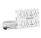 Bitcorp Extension Board 6A Muti Pin 6 Socket 2 Switch (1500) Load Capacity with Surge Protector 1 Meter Long Cable Cord for Heavy Duty Home Kitchen Office Outdoor Indoor Appliances (White)