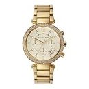 Michael Kors Parker orologio al quarzo cronografo con cinturino in acciaio inossidabile dorato per donna MK5354