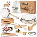 LOOIKOOS Toddler Musical Instruments Natural Wooden Percussion Instruments Toy for Kids Preschool Educational, Musical Toys Set for Boys and Girls with Storage Bag