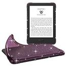 MoKo Case for 6" All-New Kindle (11th Generation-2022 Release), Ultra Clear Soft Flexible Transparent TPU Skin Bumper Back Cover Shell, Glitter Dark Orchid