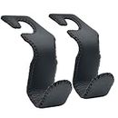 EldHus Headrest Hooks for Purses and Bags, 2 Pack Seat Hooks for Grocery Bag Handbag, Metal Car Purse Holder Covered by Leather, Black