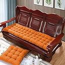8cm Thick Bench Cushion 2 3 Seater,Cotton Garden Bench Cushions Pads 80/100/120cm,Long Bench Seat Cushions for Sofa Chaise Swing (120x50cm,Orange)