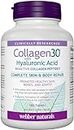Webber Naturals Collagen30 with Hyaluronic Acid, Bioactive Collagen Peptides, 180 Tablets, Helps Reduce Joint Pain, Eye Wrinkles and Fine Facial Line