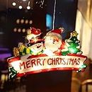 Lighted Christmas Window Silhouette Decoration Light up Santa Claus Christmas Tree Battery Operated with Suction Cup Hook for Christmas Window Glass Wall Indoor Decorations-Merry Christmas
