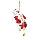 POFET Electric Animated Climbing Santa Claus on Beads Chain Musical Moving Figure Christmas Ornament