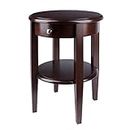 Winsome Wood Round End Table with Drawer and Shelf, Antique Walnut