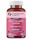 Carbamide Forte Hydrolyzed Multi Collagen, 90 Tablets |Peptide with all 5 Types of Collagen Including TYPE I, II, III, V & X Collagen Powder