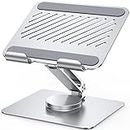 UGREEN Tablet Stand Rotatable for Desk Swivel Base Dual Rod Support Aluminum Adjustment Desktop Tablet Holder Foldable Dock Multi-Angle Dock Compatible with iPad, Phone, E-Reader 4.7''-12.9'' Silver