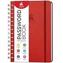 Clever Fox Password Book Spiral – Internet Address & Password Organizer with Laminated Alphabetical Tabs – Password Keeper Journal – Hardcover, Medium Size, 6.1x7.7” (Red)