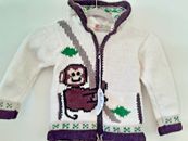 Ecuadorian Clothing Company ECC Handknit Monkey Toddler Hoodie Sweater Sz 4 New
