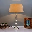 Homesake® Teardrop Chrome Lamp with Beige Shade