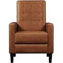 Yaheetech PU Leather Reclining Chair Single Armchair Adjustable Upholstered Sofa with Soft Padded Seat Living Room Bedroom Theater Recliner Brown