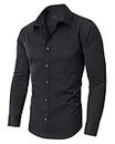 Alimens & Gentle Men's Dress Shirts Long Sleeve Stretch Wrinkle-Free Formal Solid Button Down Shirt with Pocket