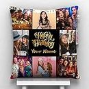Pixelkari Satin Personalized Photo Pillow with Filler (12X12 inches, Multicolor)