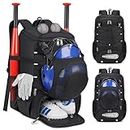 Baseball Bag Large Capacity Softball Bags for Adult Youth Baseball Backpack with Shoe Compartment Water Resistant Softball Bat Bag for T-Ball & Softball Equipment