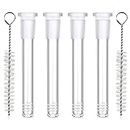 Upgraded 4 Pcs 4Inch Scientific Glass Tube Clear Test Tube Down Stem for Science and Lab Experiments with 2 Cleanning Brushes (10cm)