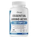 Essential Amino Acids - 1270mg Blend of All 9 Essential Aminos EAA Supplement with Branch Chain Amino Acids (BCAA) With Leucine & Lysine, 90 Capsules by Vibrant Naturals, Tested & Made in Canada