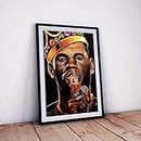 One click creations NBA Basketball Lebron King Framed Poster Wall Art For Home Decor (Multicolour, 12 X 18 inch, Framed)
