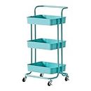 TUKAILAi 3-Tier Storage Trolley Cart Ergonomic Handle Plastic Shelves Rolling Utility Cart Unit with Lock Wheels, Serving Trolley Clearing Organize for Kitchen Bathroom Laundry Bedroom