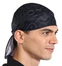 Tough Headwear Cooling Helmet Liner - Do Rag Skull Caps for Men - Hard Hat Liner Sweat Cap - Cycling Cap - Pirate Bandana, Paisley - Black, One size