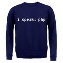 I Speak: Php - Adulti Felpa/Maglione - Codice Sviluppatore Programmatore