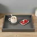 FURNIFOX Serving Tray,Tray for Coffee Table with Coated Metal Handles, Living Room Bathroom Coffee Bar Organizer Modern Decorative Tray (Gray)