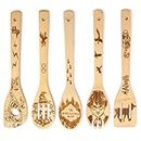 5 Pcs Wooden Spoons for Cooking - Harry Potter Engraved Kitchen Utensils Accessories Set, Bamboo Cooking Stuff for Kitchen Decor - Perfect Cooking Gifts for Friends