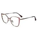 LensKandy | Premium Blue Cut Computer Glasses | Zero Power Antiglare | UV Protection Specs | Cat Eye Shape | Women | LARGE (Pink-Gold)