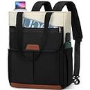 Laptop Backpack Purse for Women 15.6 Inch Convertible Laptop Tote Backpack Waterproof College Laptop Bag with USB Charging Hole Large Work Travel Backpacks Casual Daypacks, Black
