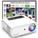 HOPVISION Native 1080P Projector Full HD, 9500Lux Movie Projector with 150000 Hours LED Lamp Life, Support 4K 350" Home Outdoor Projector for Smartphone/PC/Laptop/ PS4/ TV Stick/EXCEL/PPT