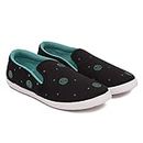 ASIAN Smily-31 Black Firozi Walking Shoes,Casual Shoes,Canvas Shoes,Slip-On Shoes for Women UK-8