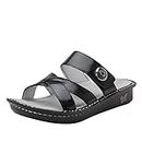 Alegria Women Victoriah - Timeless Comfort, Arch Support and Travel Style - Casual Open Toe Slide for Everyday Elegance - Lightweight Leather Sandal, Black Patent, 8