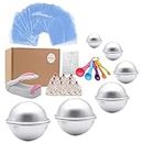 Bath Bomb Mold Set 228 Pieces - 200 Packs Shrink Wrap Bags,12 Pieces of DIY Metal Mould,Spoons,Gift Bags,Mini Heat Sealer (Instruction Included)