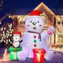 GUDELAK 6 Ft Christmas Inflatables Outdoor Decorations, LED Light Up Polar Bear and Penguin Inflatable Christmas Blow Up Yard Decorations for Garden Lawn Indoor Xmas Holiday Party Decor
