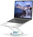 ALASHI Laptop Stand for Desk with 360° Rotating Base, Multi-Angle Adjustable Laptop Stands, Foldable Laptop Riser Compatible with 10 to 15.6 Inches PC Computer, White