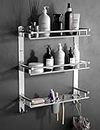 GRIVAN Stainless Steel 3 Layer/3 Tier Multipurpose Bathroom Shelf/Rack/Organizer/Stand/Holder with Double Soap Dish and Toothbrush Holder Tumbler Bathroom Accessories