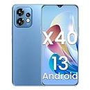 X40 Unlocked Cell Phones 2023 Android 13 Smartphone with Snapdragon 8cen2processor 6GB+256GB 8-Core Mobile Phones 6.7" HD Screen 24MP+50MPCamera 5800mAh Long Battery Cellphone with 5G Dual SIM