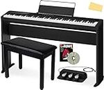 Casio Privia PX-S1100 Digital Piano Bundle with Casio CS-68 Furniture Stand, SP-34 Three Pedal System, Bench, Instructional Book, DVD, Online Piano Lessons, and Polishing Cloth - Black